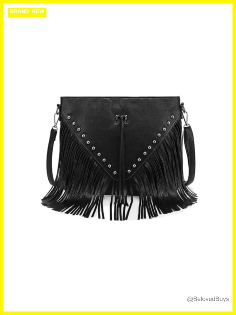 Faux Leather Fringe Crossbody Bag for Women Adjustable Strap Boho Purse